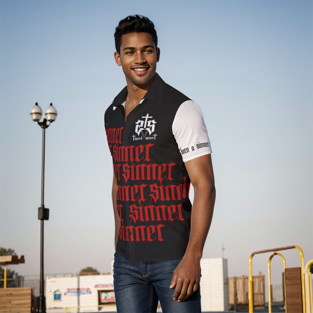 SINNER BUTTON DOWN BLACK