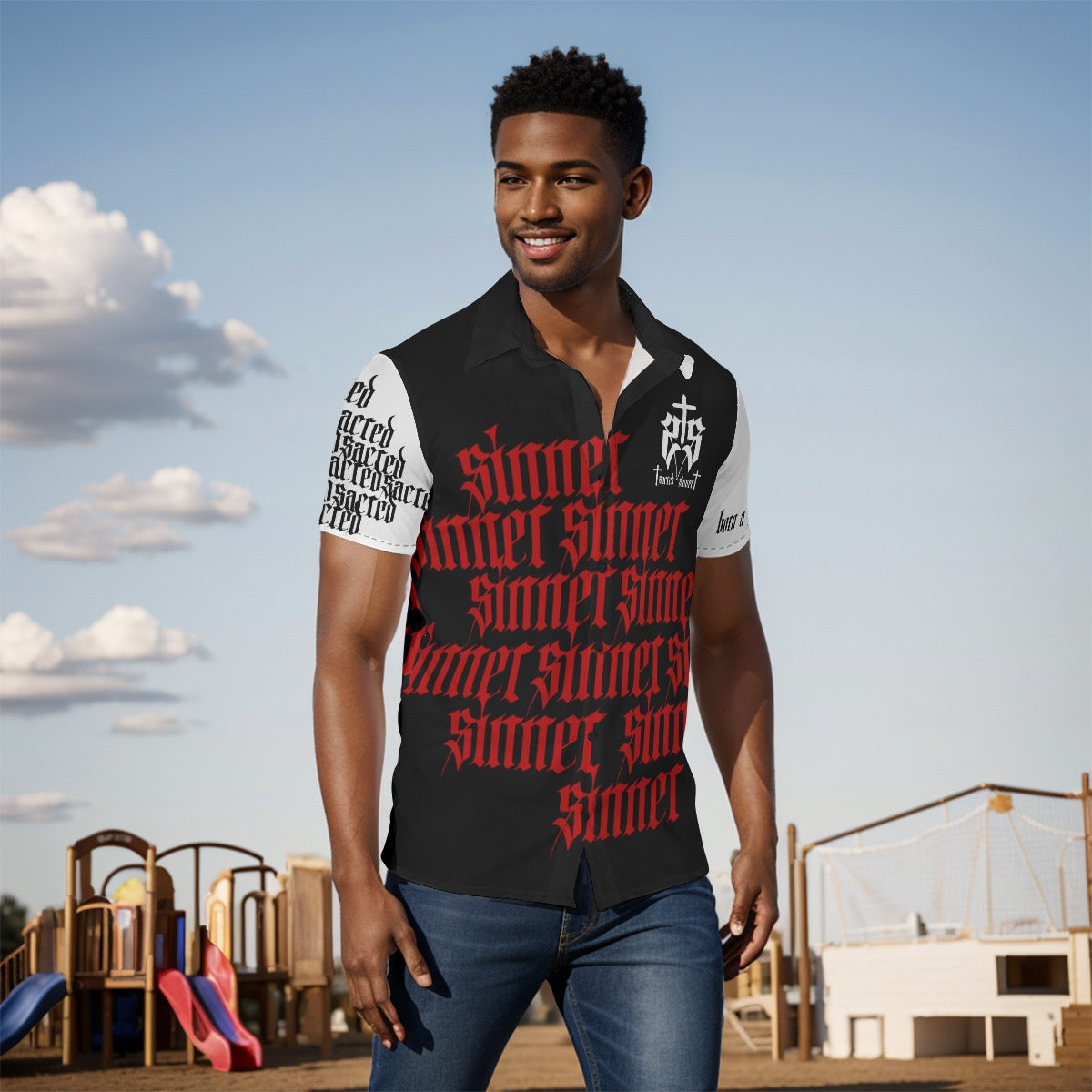 SINNER BUTTON DOWN BLACK