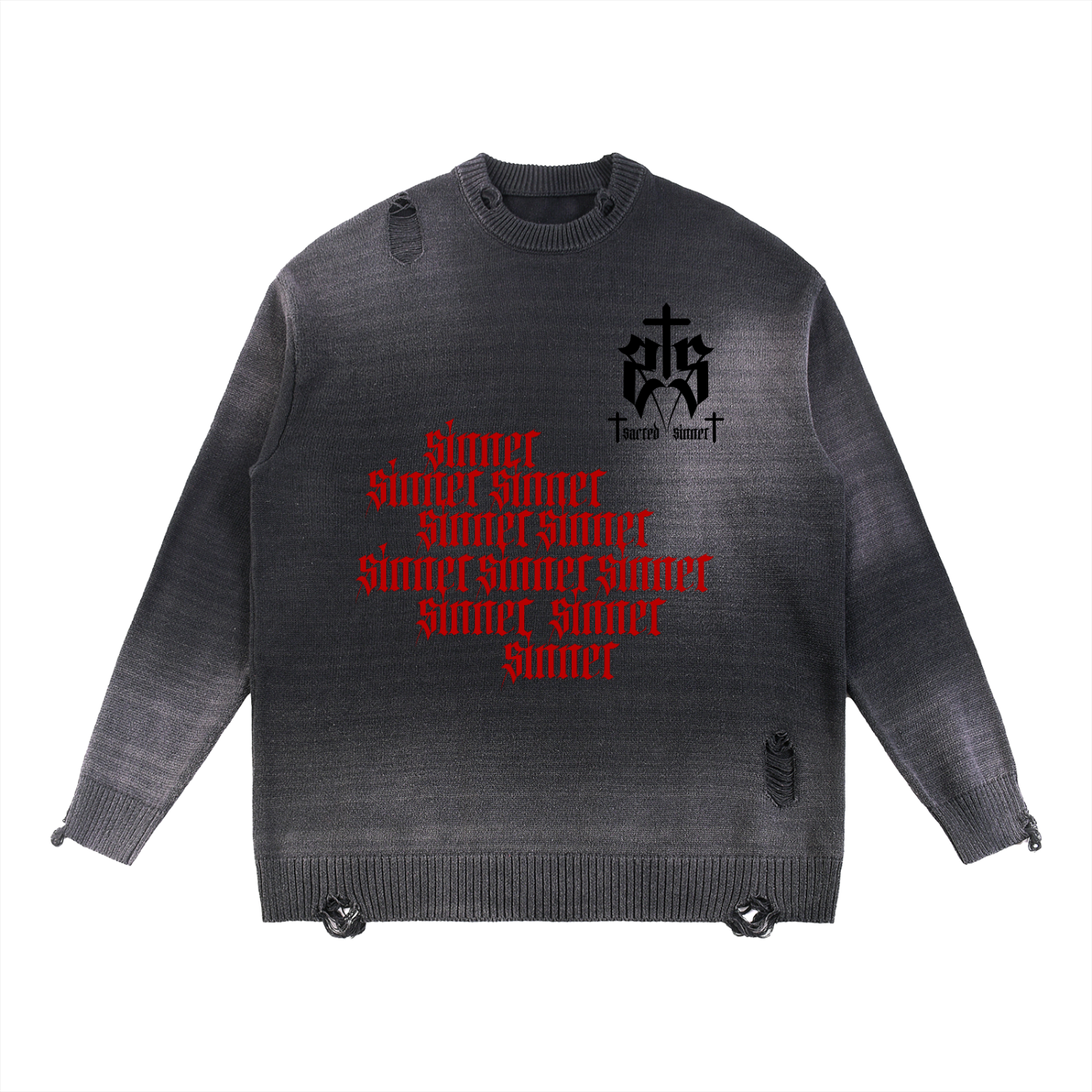SUNFADE DISTRESSED SINNER SWEATER