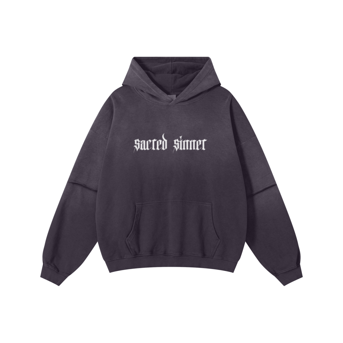 370GSM Unisex Monkey Wash Faux-Two-Piece PP-Sprayed  French Terry Hoodie Vintage Purple