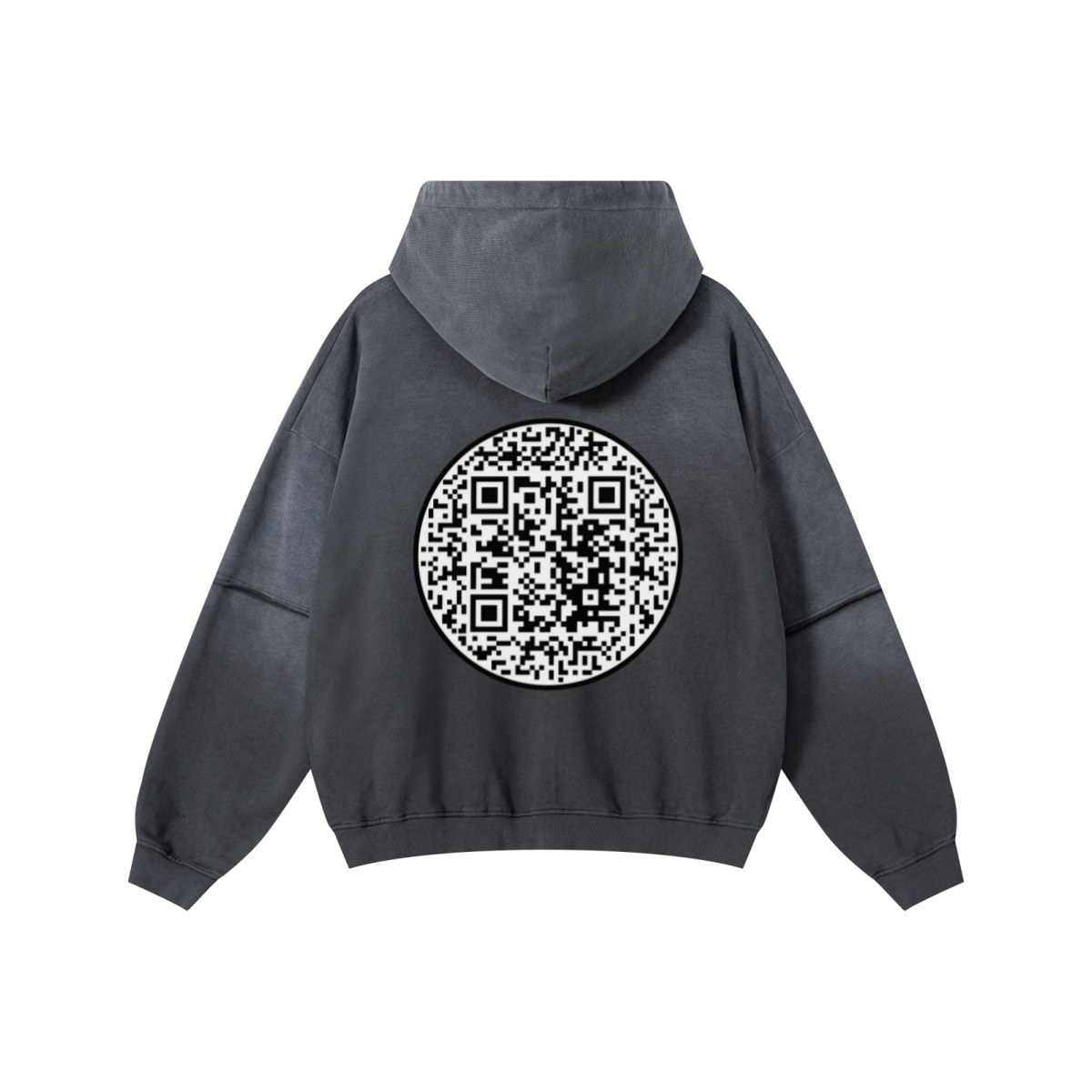 370GSM Unisex Monkey Wash Faux-Two-Piece PP-Sprayed  French Terry Hoodie Vintage Dark Grey