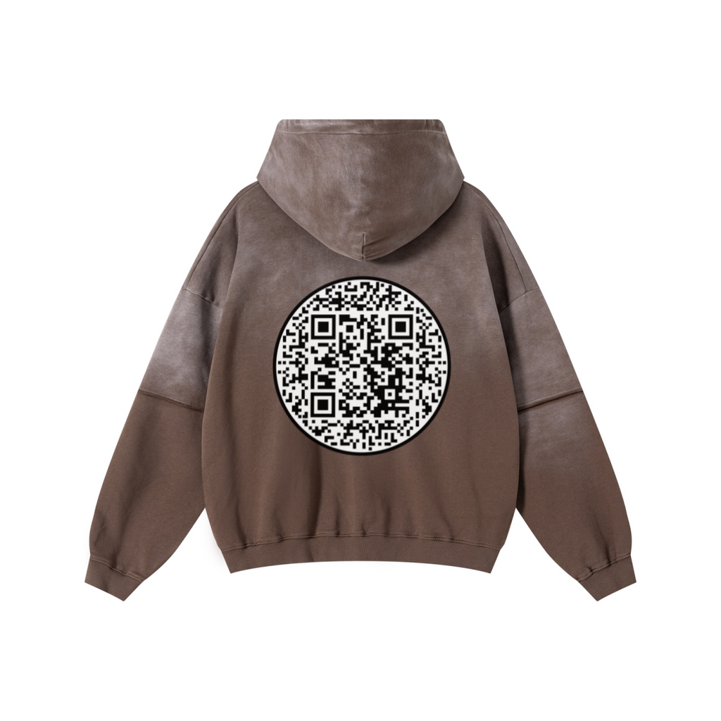 370GSM Unisex Monkey Wash Faux-Two-Piece PP-Sprayed  French Terry Hoodie Vintage Brown