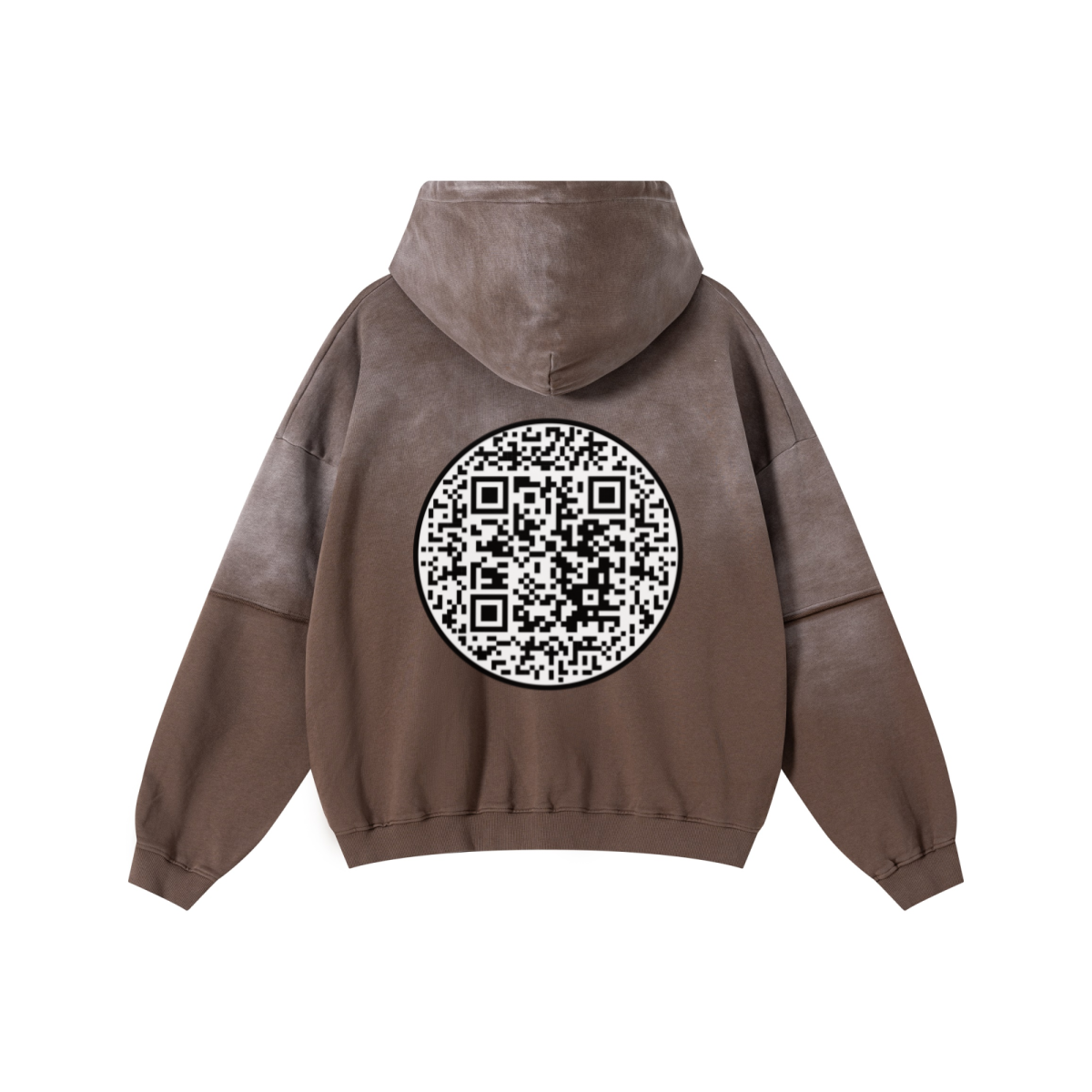 370GSM Unisex Monkey Wash Faux-Two-Piece PP-Sprayed  French Terry Hoodie Vintage Brown