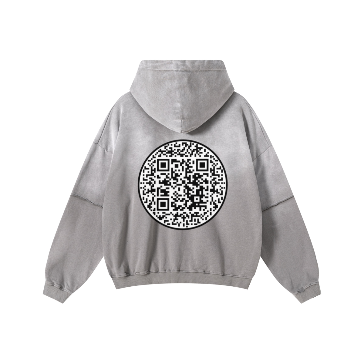 370GSM Unisex Monkey Wash Faux-Two-Piece PP-Sprayed  French Terry Hoodie Vintage Medium Grey