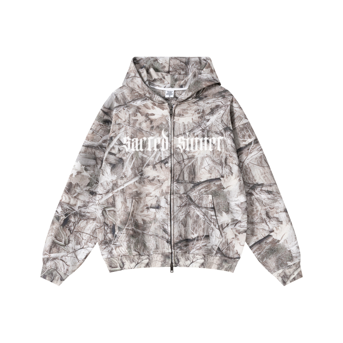 340GSM Unisex Heat Transfer Desert Camouflage Zip-Up Hoodie 	Branch Camouflage